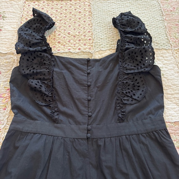 Madewell Eyelet Frilled-Strap Jumpsuit Black Women’s Size 10 Button Bodice Chic - Picture 13 of 16